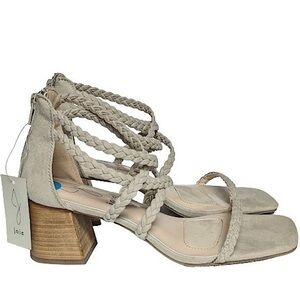 Joie Felina Taupe Braided Strappy Chunky Block Heel Sandal NEW NWT​​​